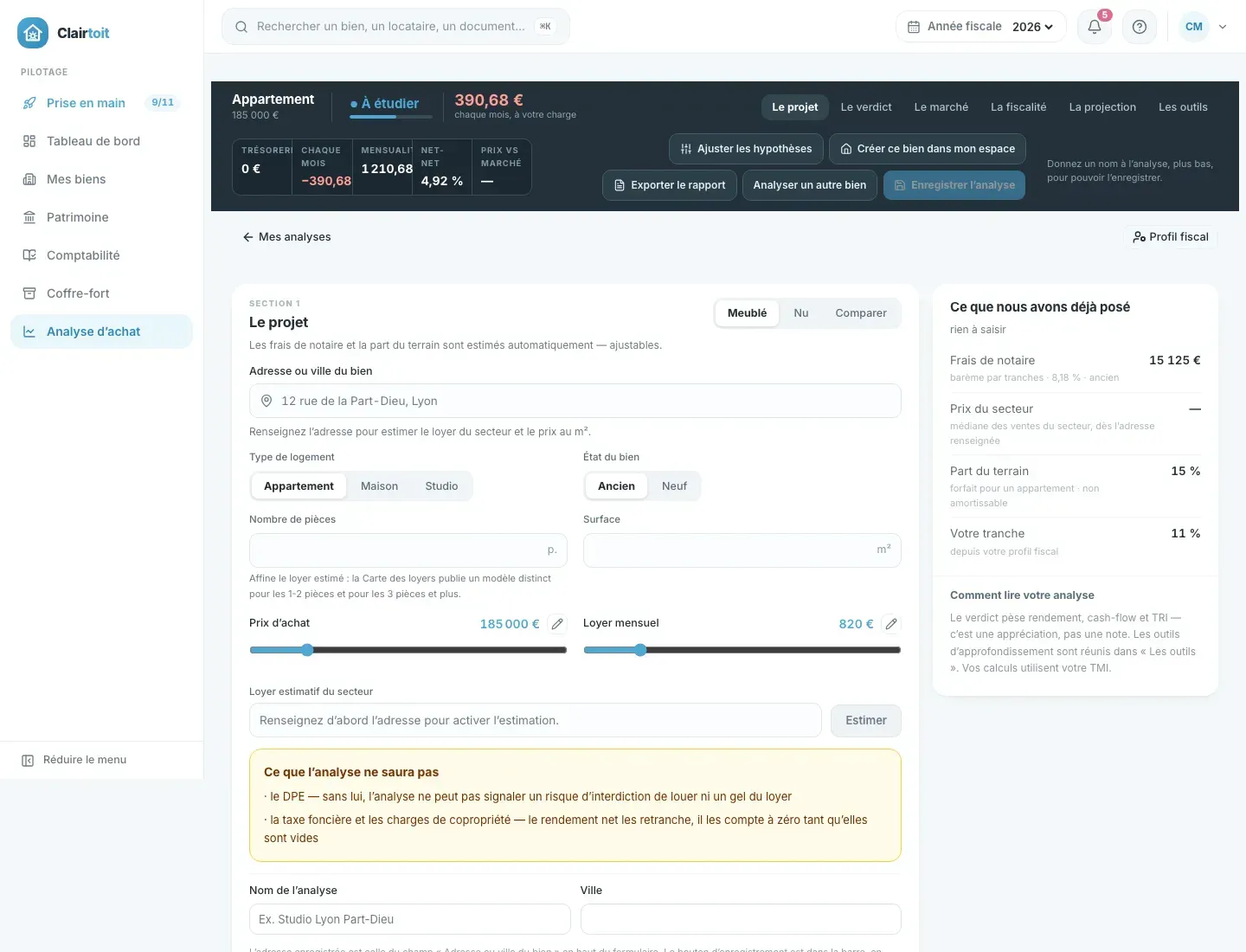 ClairToit : analyse d'un achat, en meublé ou en nu