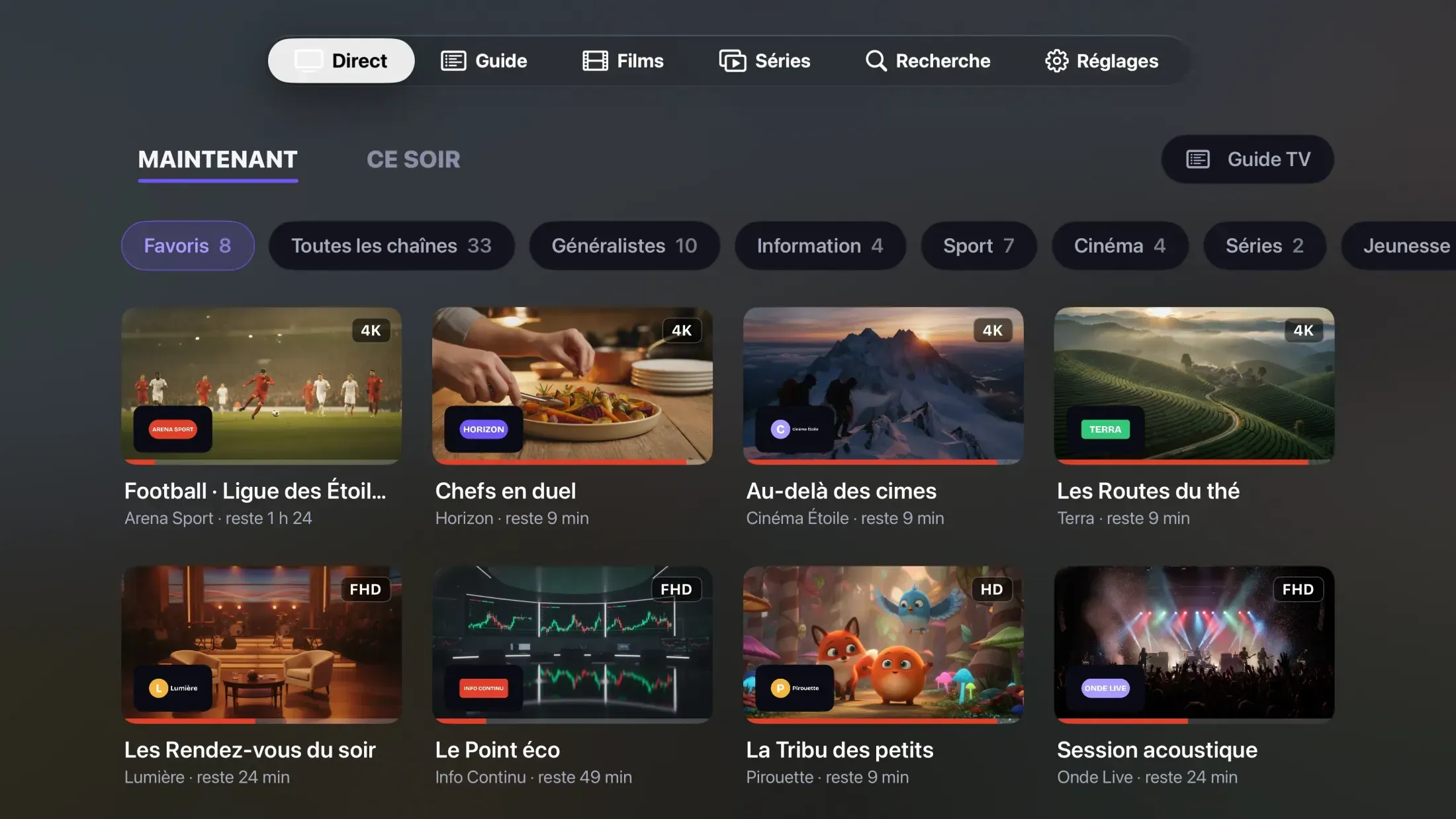 IPTVista sur Apple TV : le mur de programmes en direct