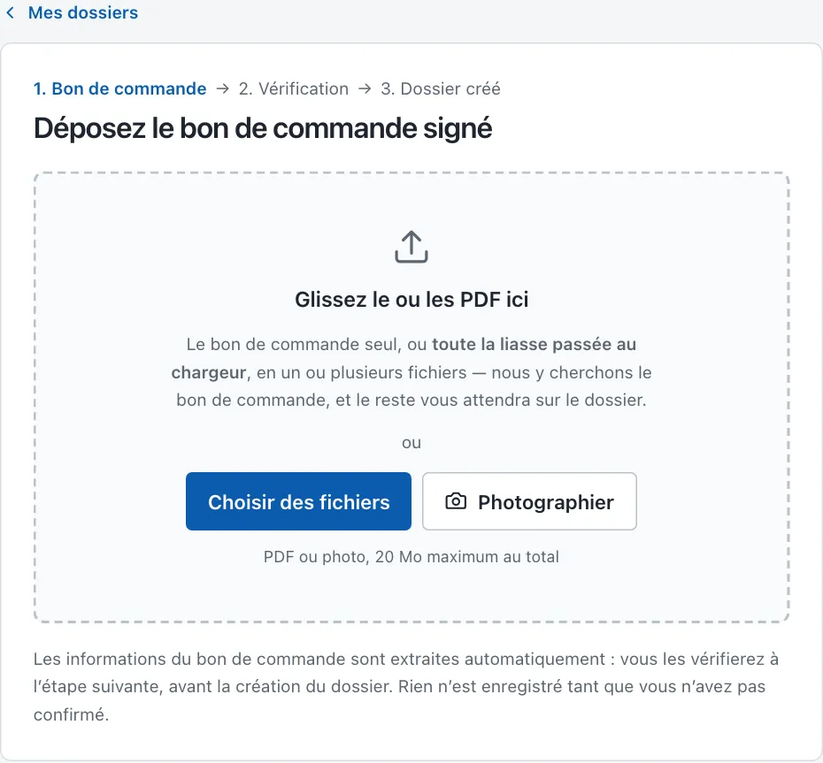 AutoDeliver : dépôt du bon de commande signé, lu automatiquement