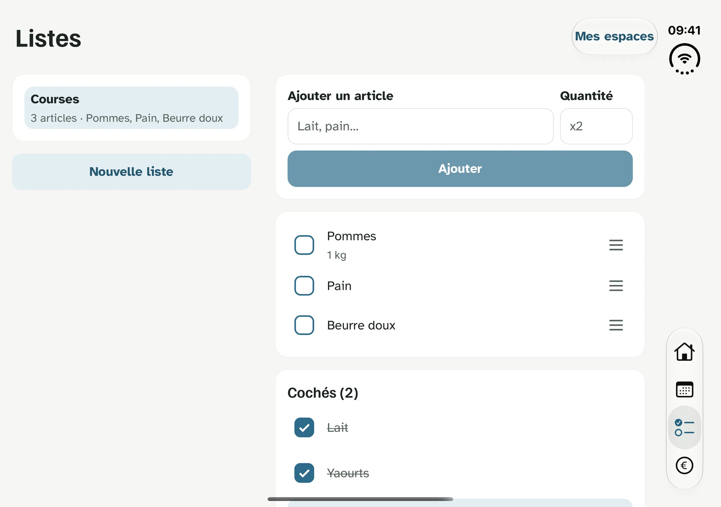 Maisonnée : une liste de courses partagée